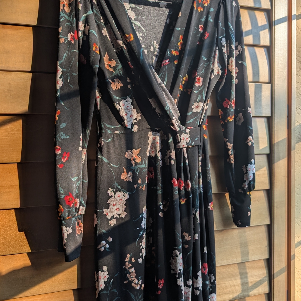Kaileigh Black Floral Long Sleeve Dress